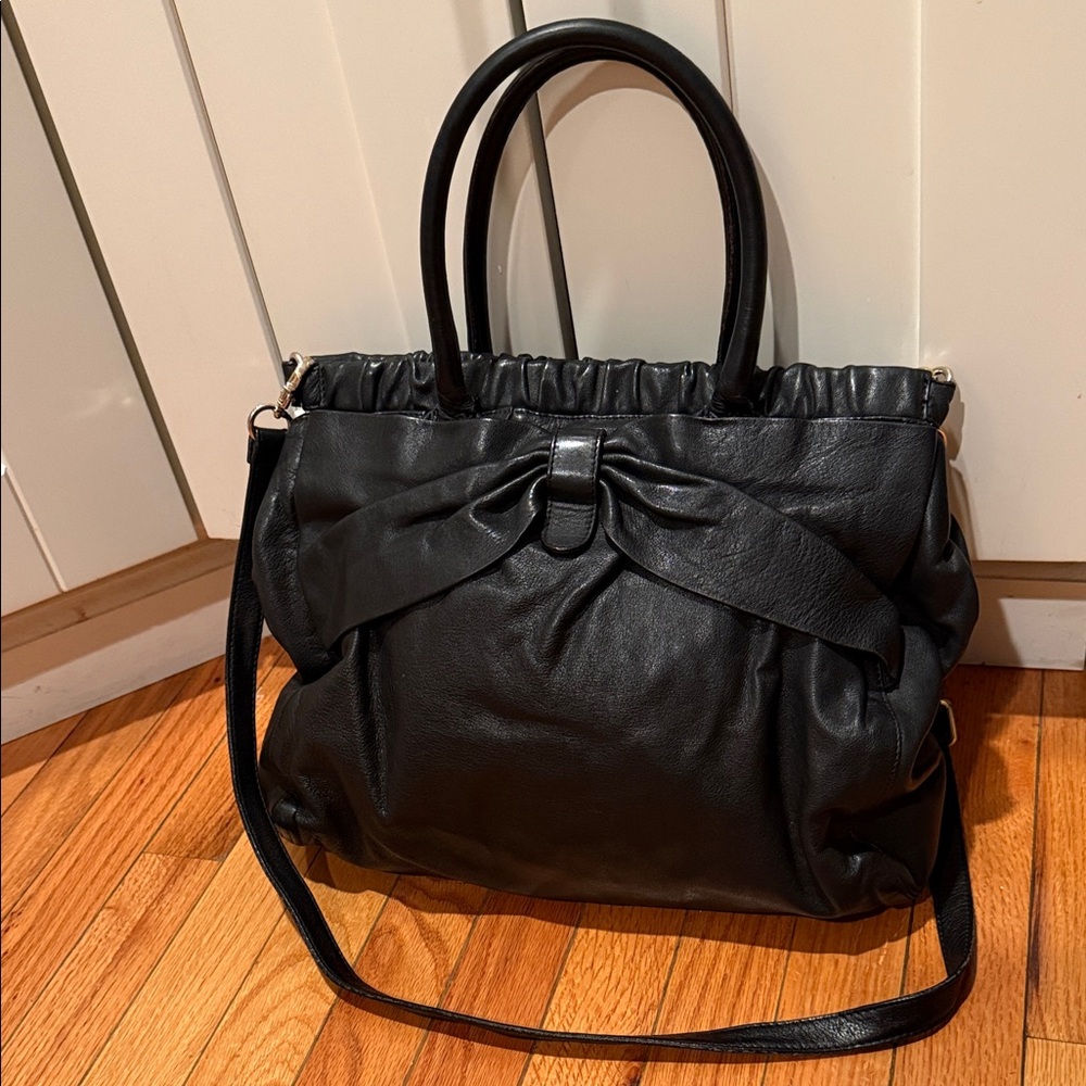 Red Valentino black leather bow handbag